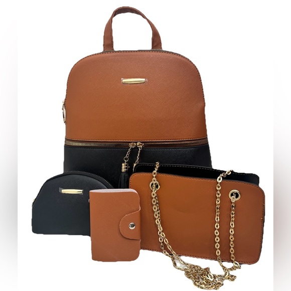 NWOT 4 Piece Backpack Set Chain Satchel Crossbody Shoulder Bag Belt Bag Wallet main image 9